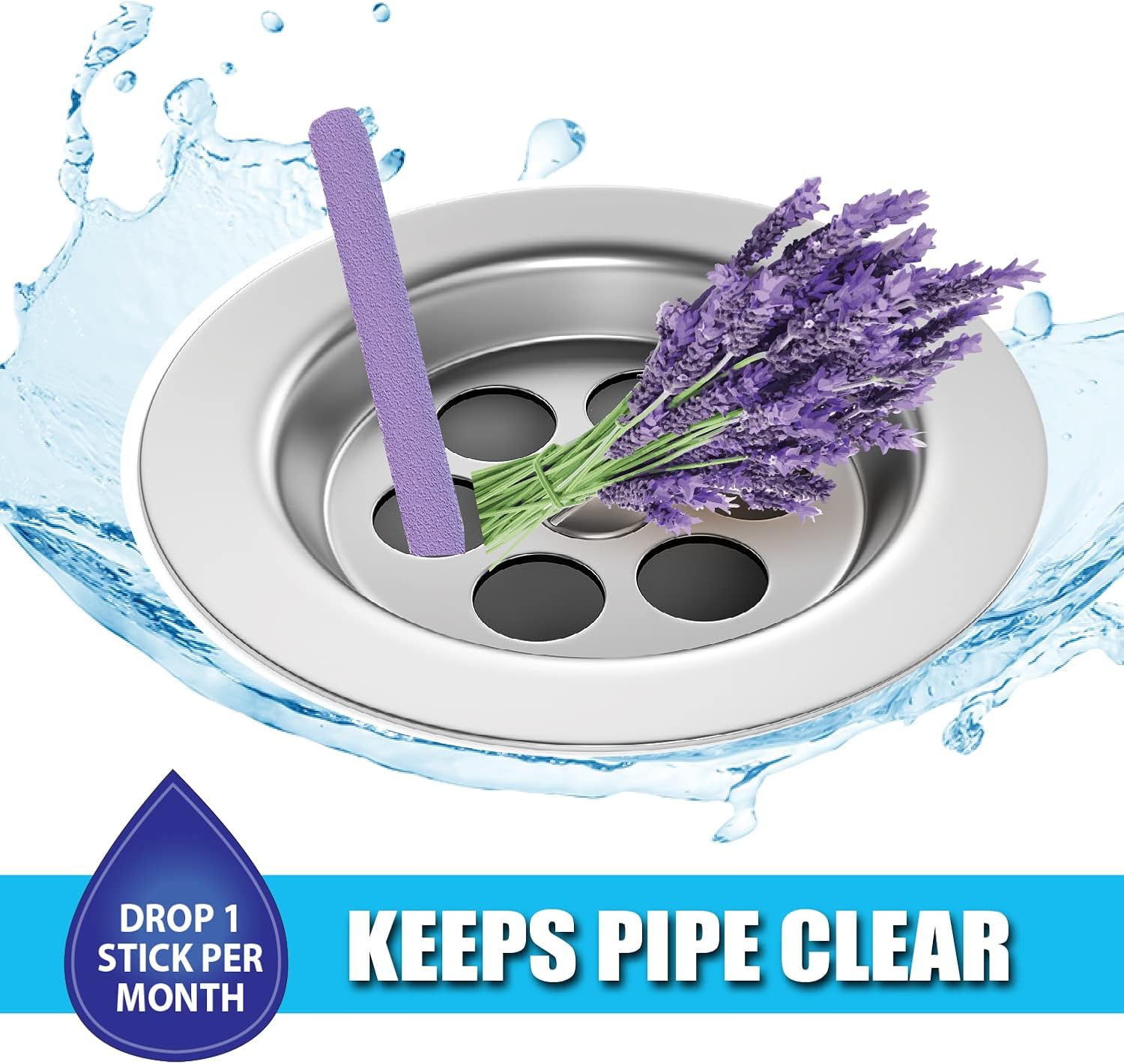 SANI 360° Sani Sticks Drain Cleaner and Deodorizer, Enzyme Pipe Cleaners, Eliminate Odors, Prevent Clogged Drains, Safe for Sinks, Bathtub Drains, Septic Tanks, 24 Count, Lemon Scent