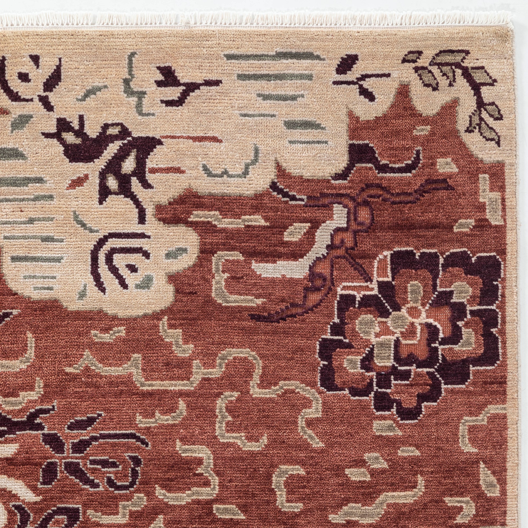 Tibetan Cloud Hand Knotted Rug, Henna