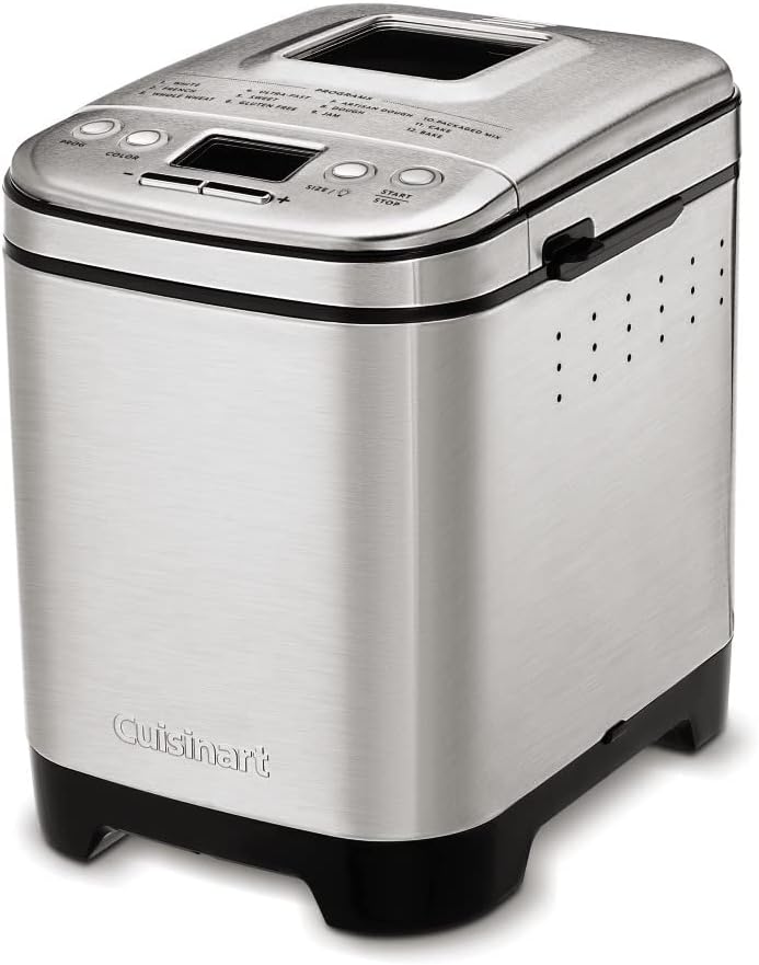 Cuisinart Bread Maker Machine, Compact and Automatic, Customizable Settings, Up to 2lb Loaves, CBK-110P1, Silver,Black