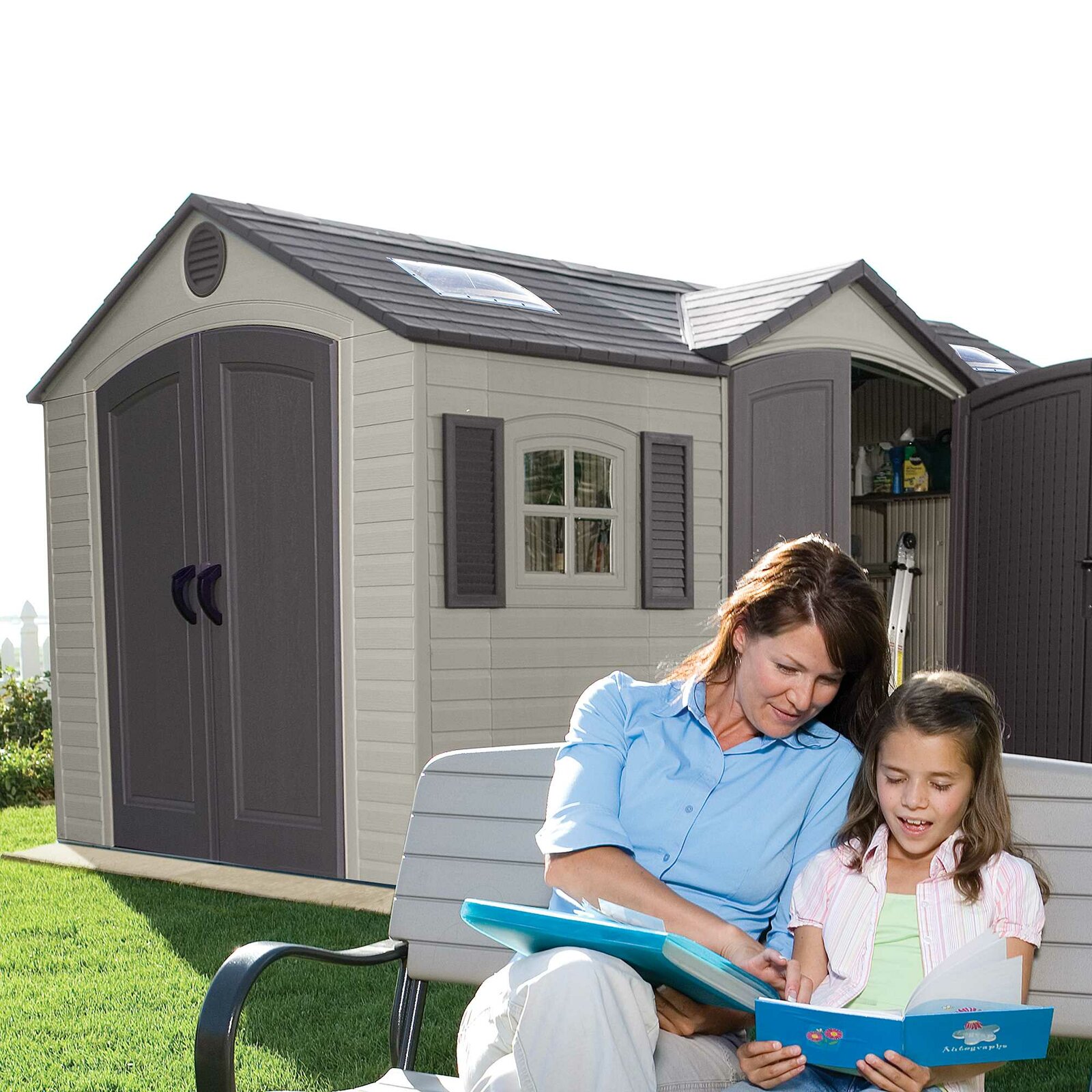 Dual Entry 15 ft. W x 8 ft. D Plastic Storage Shed