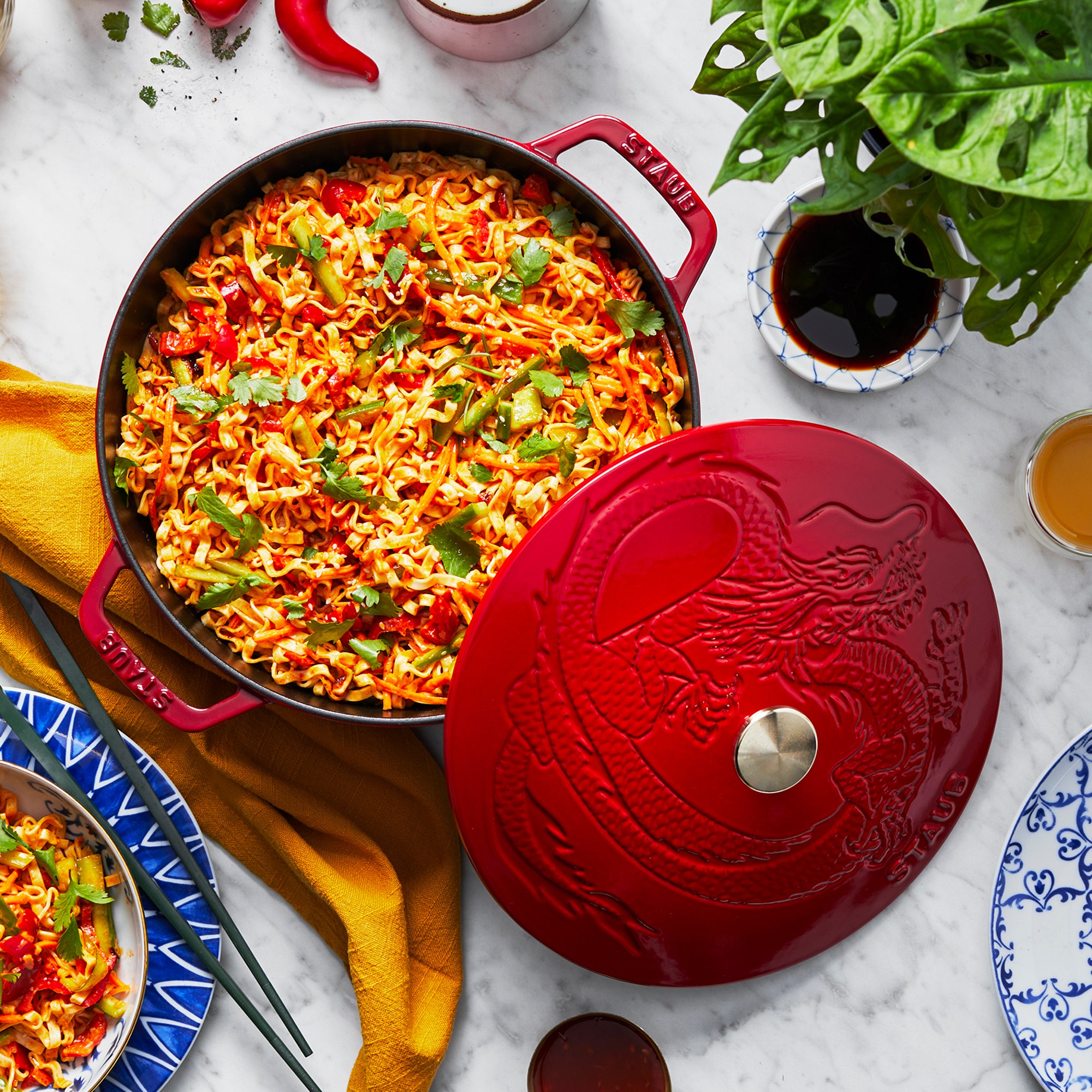 Staub Enameled Cast Iron Essential French Oven with Dragon Lid, 3 3/4-Qt.