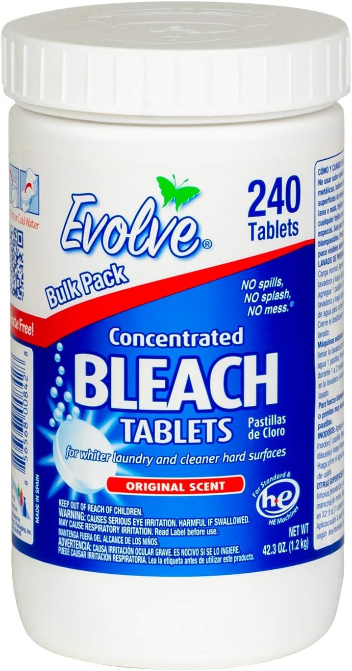 Evolve Concentrated Bleach Tablet Bulk Size 240 Tablets 1 Pack Original Scent