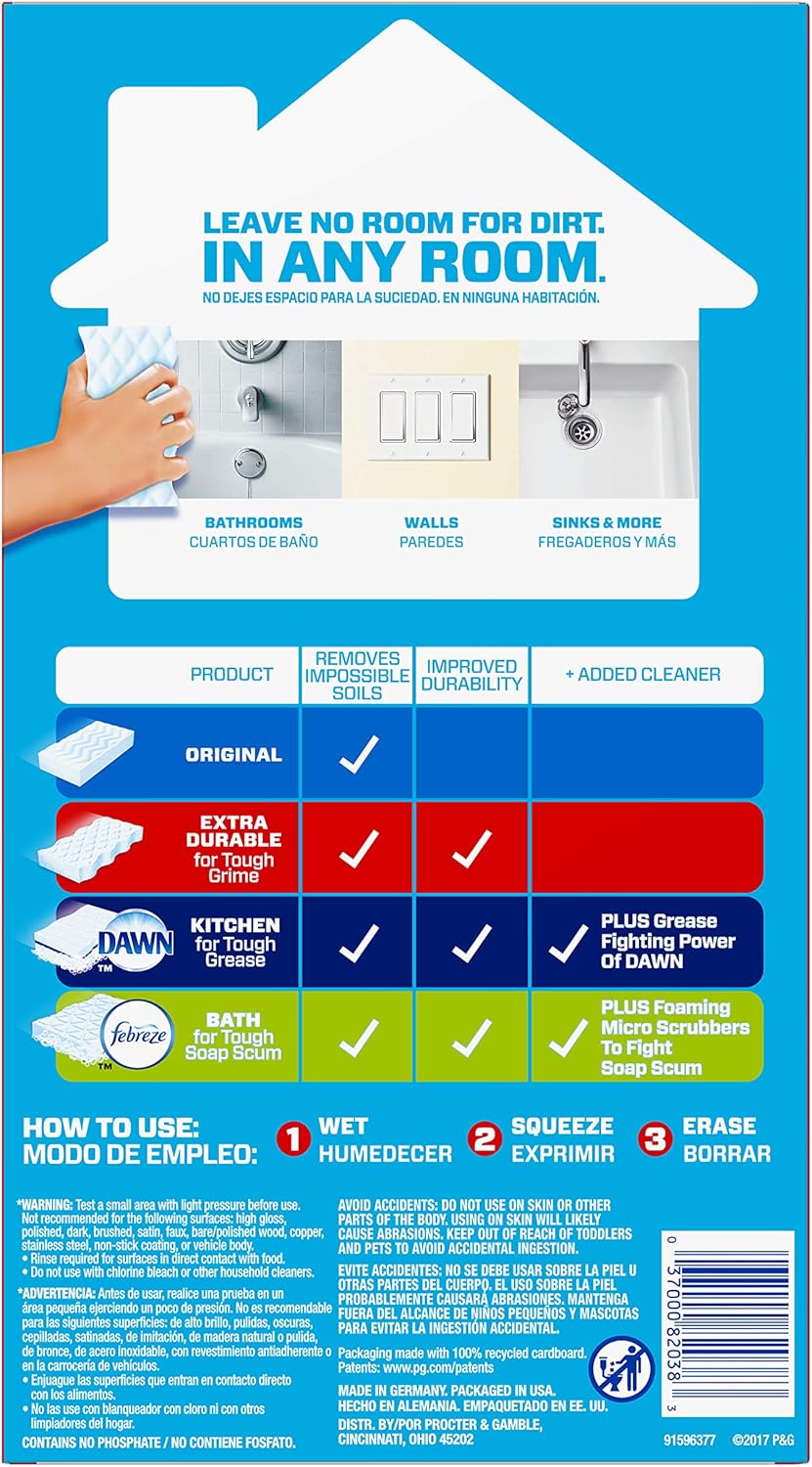 Mr. Clean Magic Eraser Extra Durable, Cleaning Pads with Durafoam, 4 count