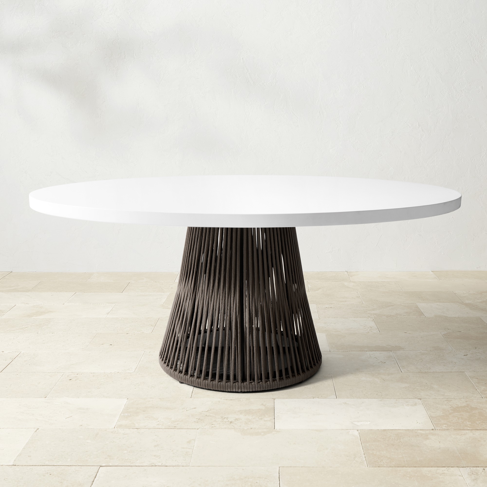 Pasadena Outdoor Fiberstone and Rope Oval Dining Table (72