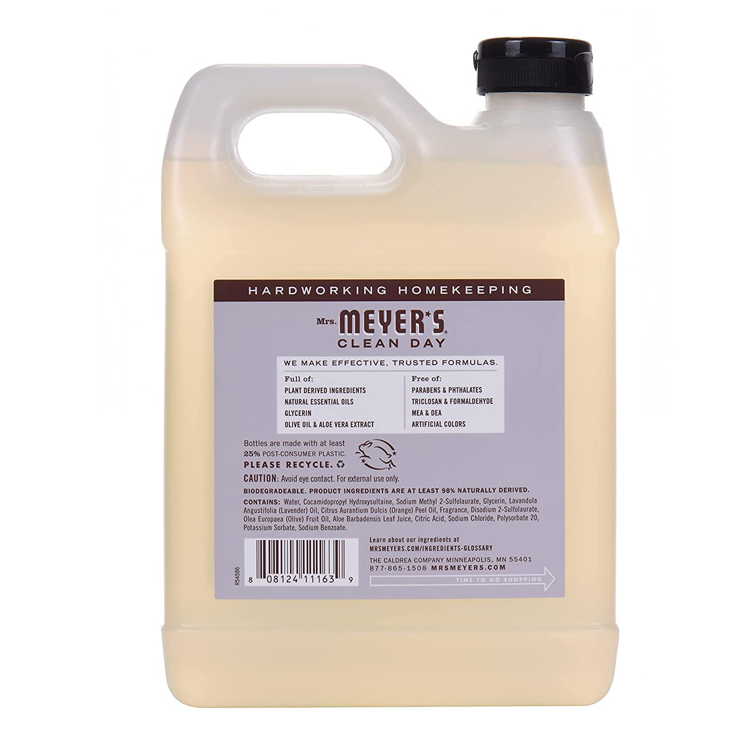 MRS. MEYER'S CLEAN DAY Liquid Hand Soap Refill, Cruelty Free and Biodegradable Formula, Lemon Verbena Scent, 33 oz