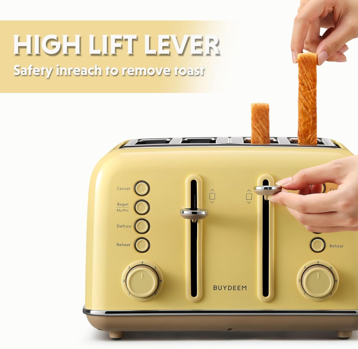 BUYDEEM DT620 2-Slice Toaster, Extra Wide Slots, Retro Stainless Steel with High Lift Lever, Bagel and Muffin Function, Removal Crumb Tray, 7-Shade Settings,Stainless Steel