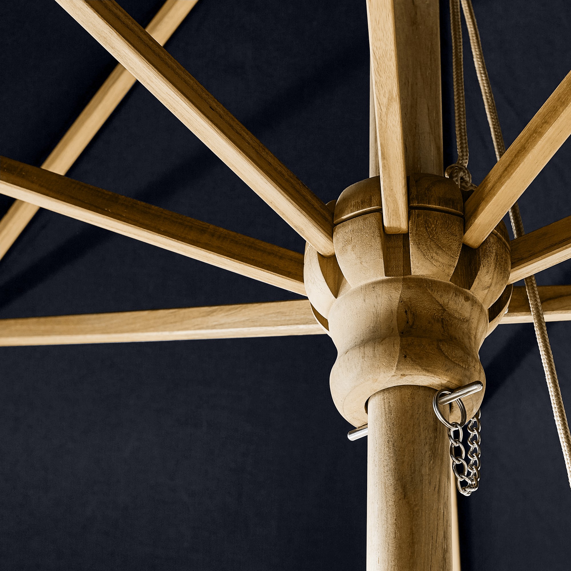 10' Round Outdoor Larnaca Teak Umbrella