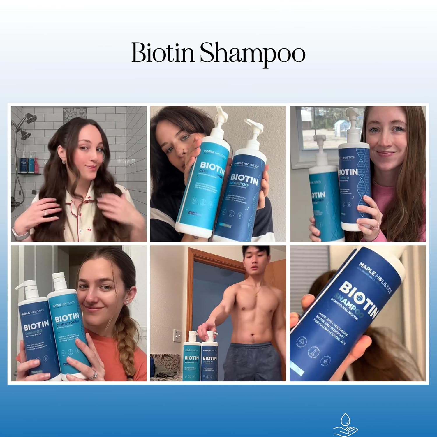 Volumizing Biotin Shampoo and Conditioner Set - Sulfate Free Shampoo and Conditioner for Dry Damaged Hair Care - Thinning Hair Shampoo and Conditioner with Nourishing Biotin and Rosemary Oil (8oz)