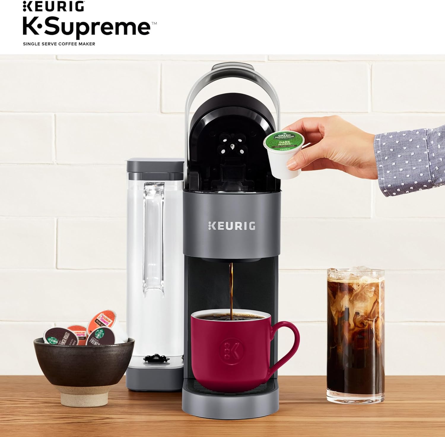 Keurig K-Supreme Single Serve K-Cup Pod Coffee Maker, MultiStream Technology, 4 Brew Sizes, 66oz Dual-Position Removable Reservoir, Black