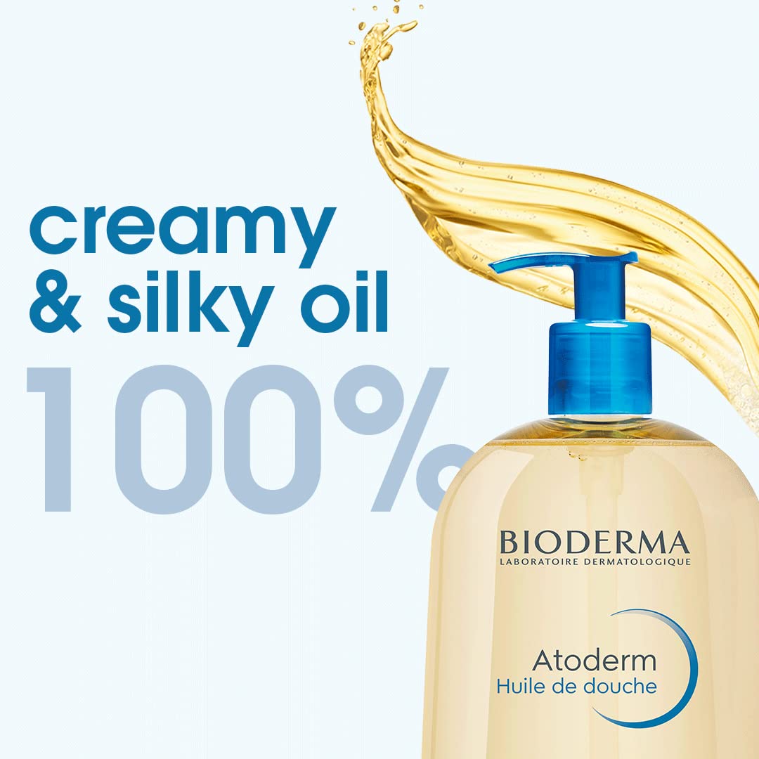 Bioderma Atoderm Shower Oil, Cleansing Oil For Face & Body, Nourishing Cleansing Oil
