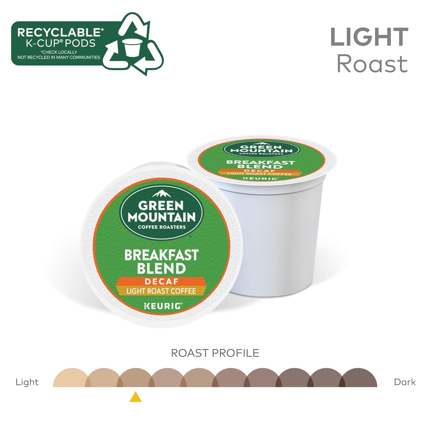 Green Mountain Coffee Roasters Breakfast Blend Single-Serve Keurig K-Cup Pods, Light Roast Coffee, 96 Count