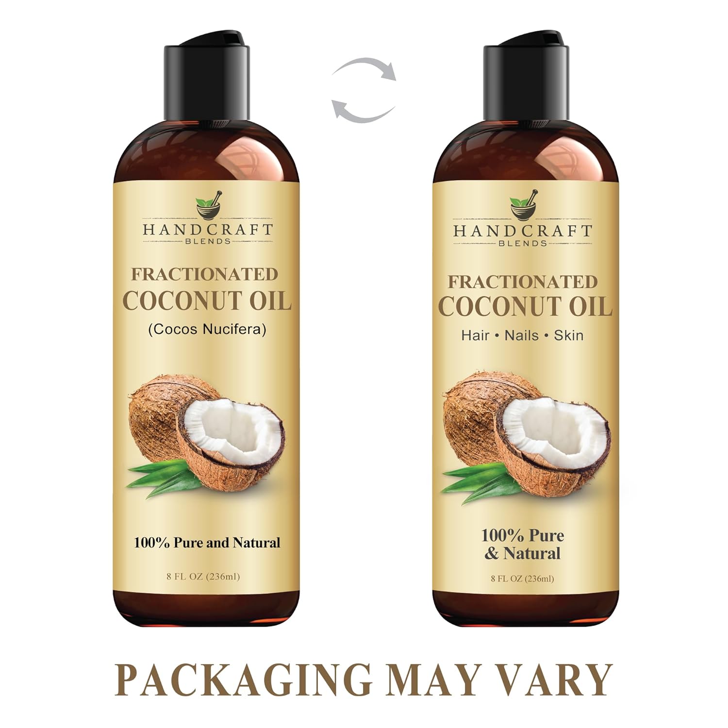 Handcraft Blends Fractionated Coconut Oil - 16 Fl Oz - 100% Pure and Natural - Premium Grade Oil for Skin and Hair - Carrier Oil - Hair and Body Oil - Massage Oil - Hair Tonic