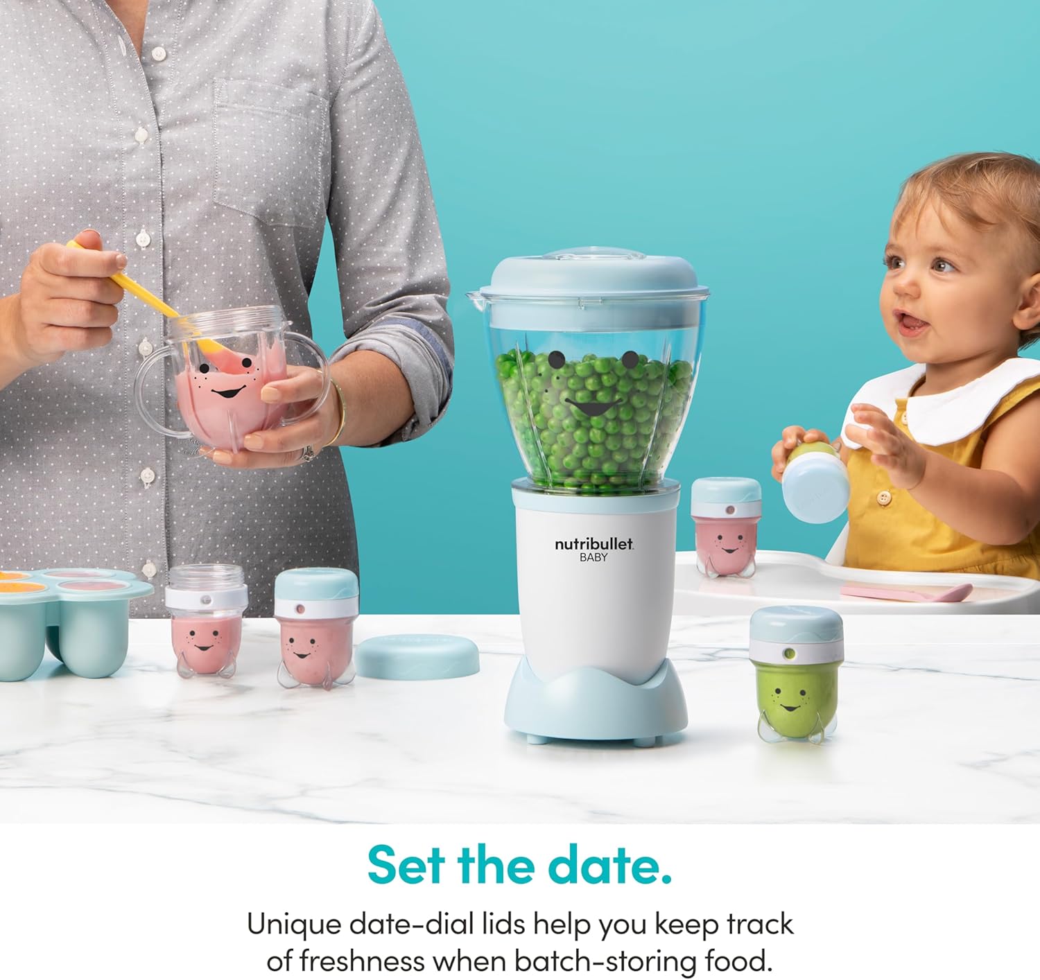 NutriBullet NBY-50100 Baby Complete Food-Making System, 32-Oz, White, Blue, Clear