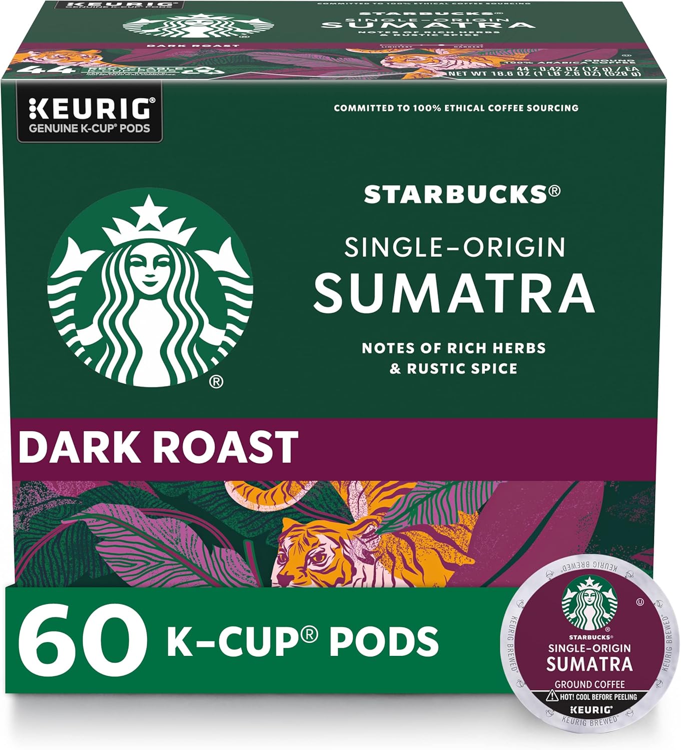 Starbucks K-Cup Coffee Pods, Dark Roast Coffee, French Roast for Keurig Brewers, 100% Arabica, 4 boxes (96 pods total)