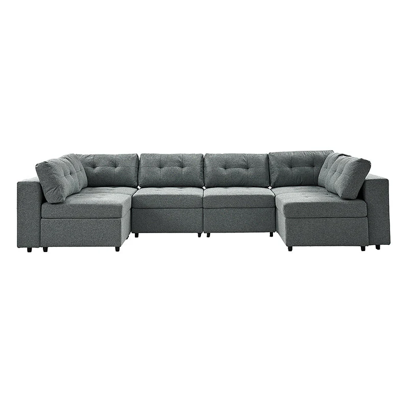 Raquel Sectional Six-Seat Storage Full Armrests Sofa