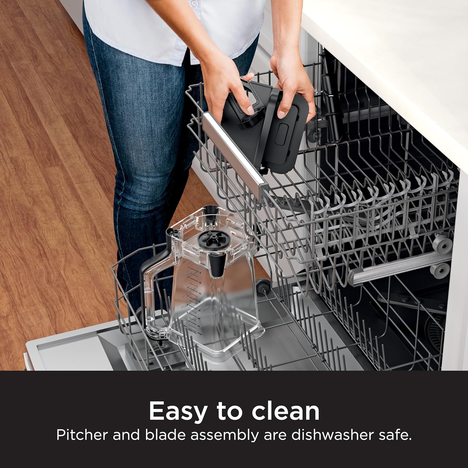 Ninja Blender, For-Smoothies, Salsa, Shakes, Slush, and-Frozen Drinks, Blender, Pitcher, and-Lid, Blender for-Kitchen, Crushes Ice, Fruit, and-Veggies, 1000-Watt, Dishwasher Safe, Black, NJ601AMZ​