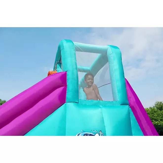 Three Slide Kids Inflatable Water Park (Multiple Colors) - A water park suitable for children, with a paddling pool, three-color slides, blower