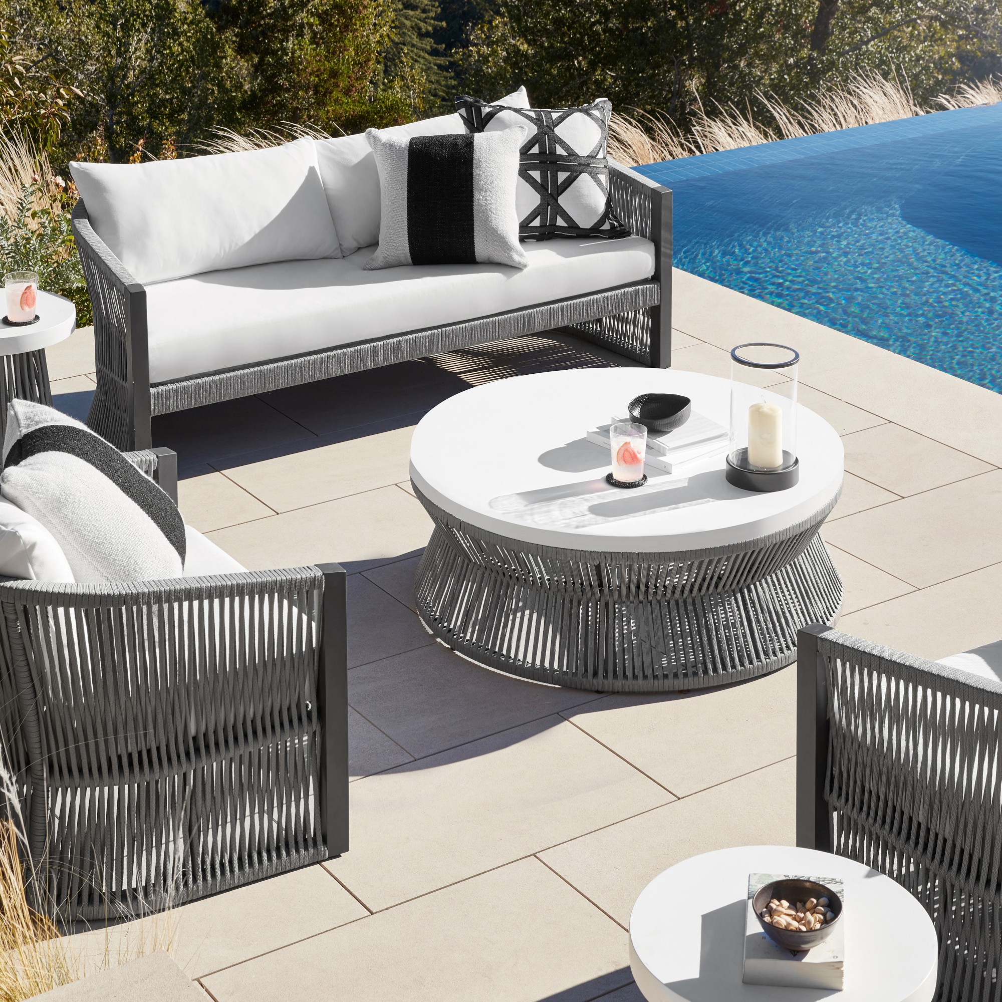 Pasadena Outdoor Metal and Rope Sofa (76