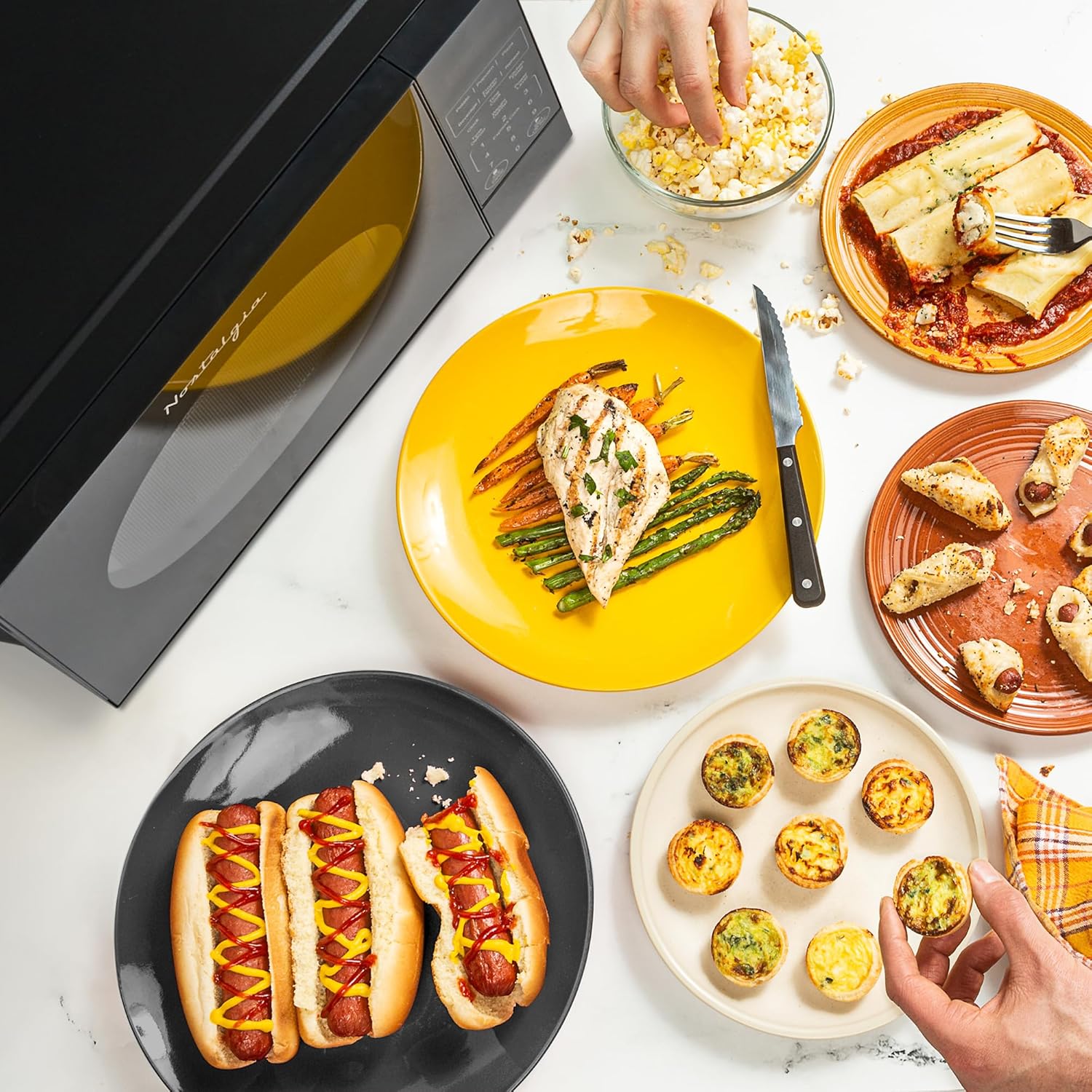 Nostalgia Retro Compact Countertop Microwave Oven - 0.7 Cu. Ft. - 700-Watts with LED Digital Display - Child Lock - Easy Clean Interior - Aqua