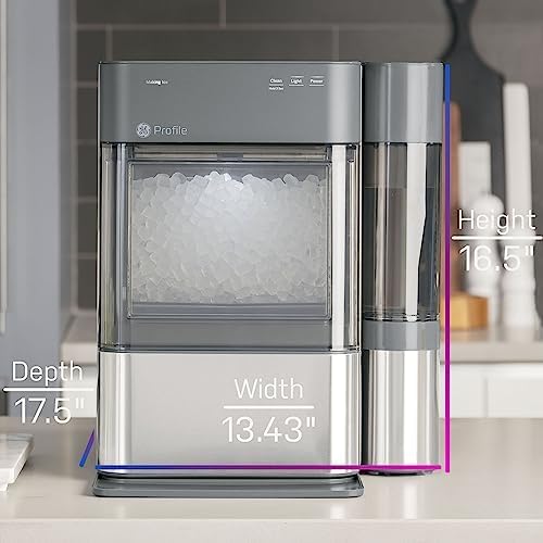 GE Profile Opal 2.0 XL with 1 Gallon Tank, Chewable Crunchable Countertop Nugget Ice Maker, Scoop included, 38 lbs in 24 hours, Pellet Ice Machine with WiFi & Smart Connected, Stainless Steel(Free cleaning kit + filter)