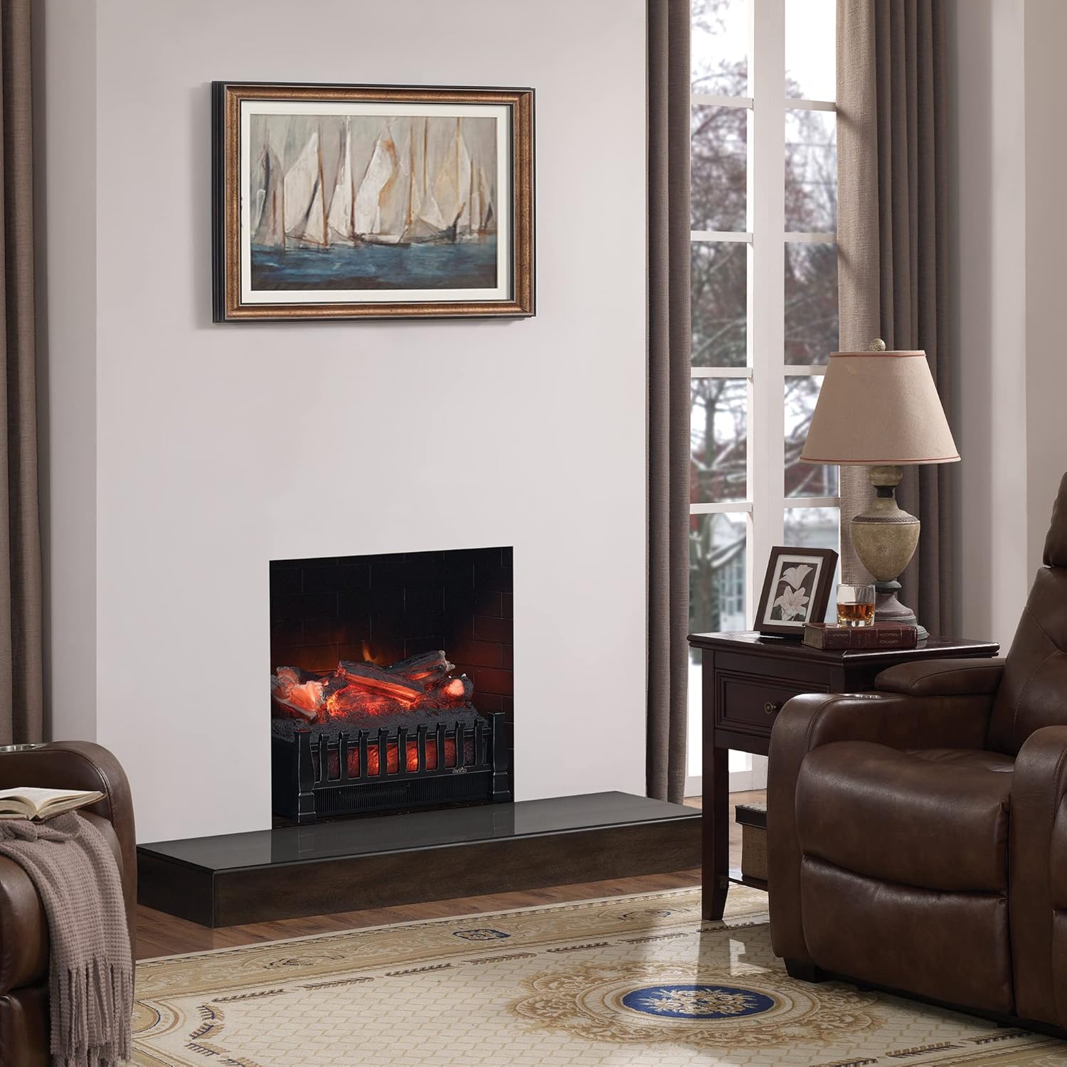 duraflame Electric Log Set 400 Sq Ft Heater, Faux Logs Insert with Lifelike Flames for Existing Fireplaces, Remote Control Included