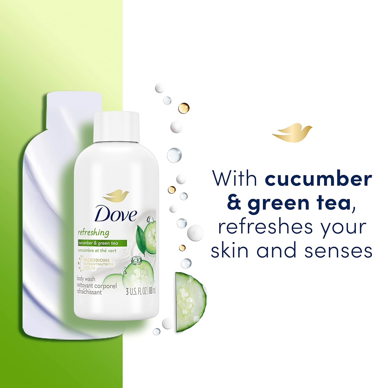 Dove Body Wash with Pump Refreshing Cucumber and Green Tea 3 Count Refreshes Skin Cleanser That Effectively Washes Away Bacteria While Nourishing Your Skin 30.6 oz