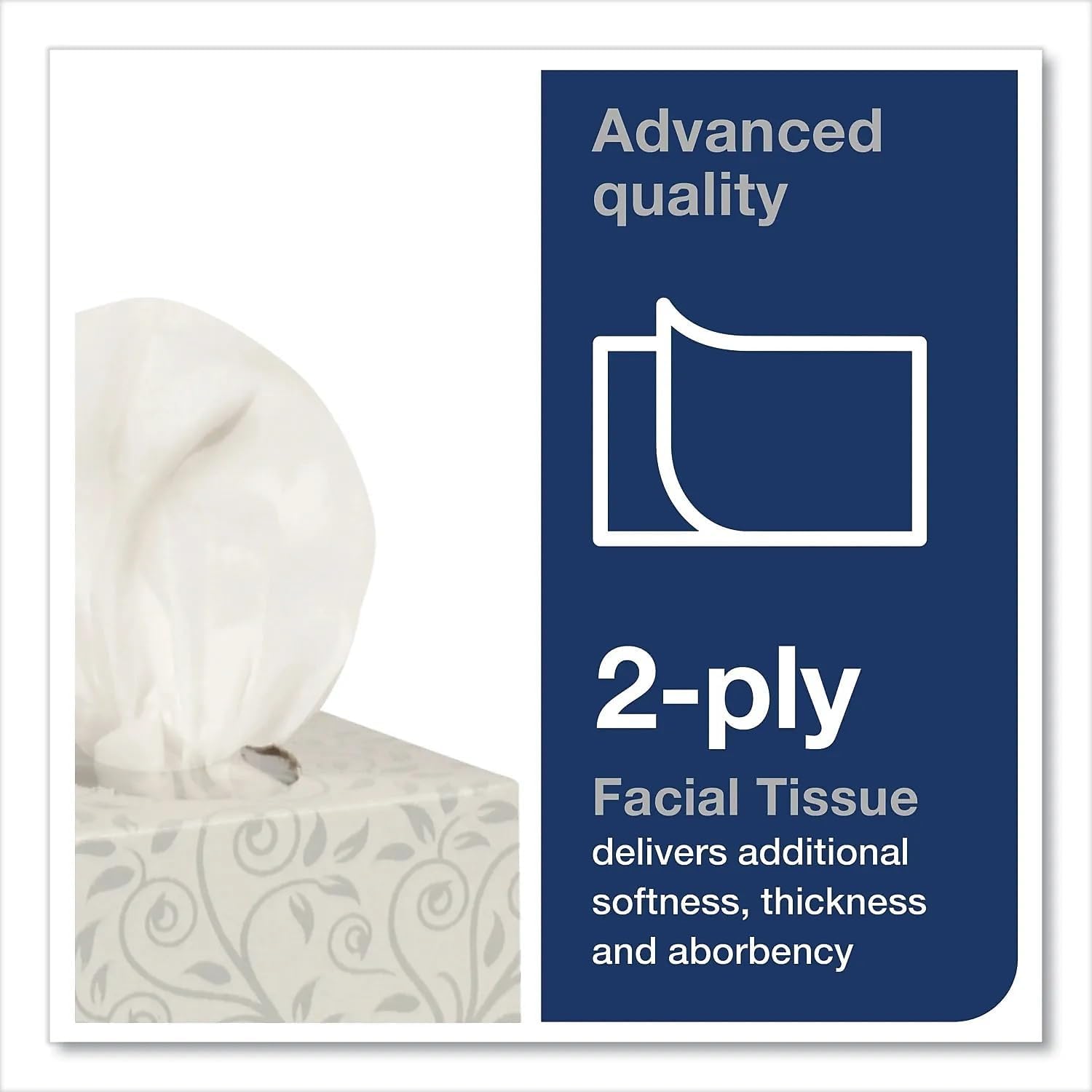 Tork Advanced Facial Tissue Flat Box White, Soft, 2-ply, 30 x 100 tissues, TF6810