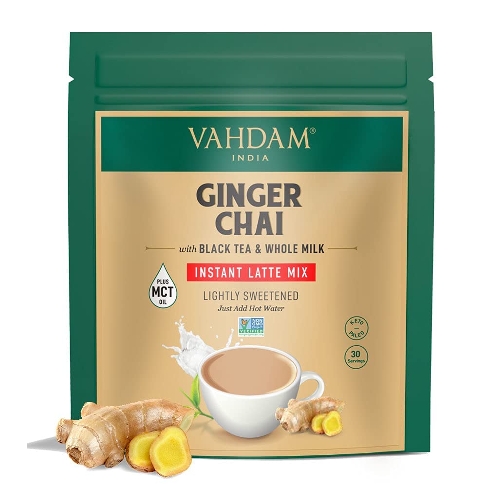 VAHDAM, Organic Turmeric Ginger Herbal Tea Bags (100 Pyramid Tea Bags) Caffeine Free, Non GMO, Gluten Free | 100% Pure Herbal Blend - Savory & Spicy | Plant-Based Tea Bags | Resealable Ziplock Pouch