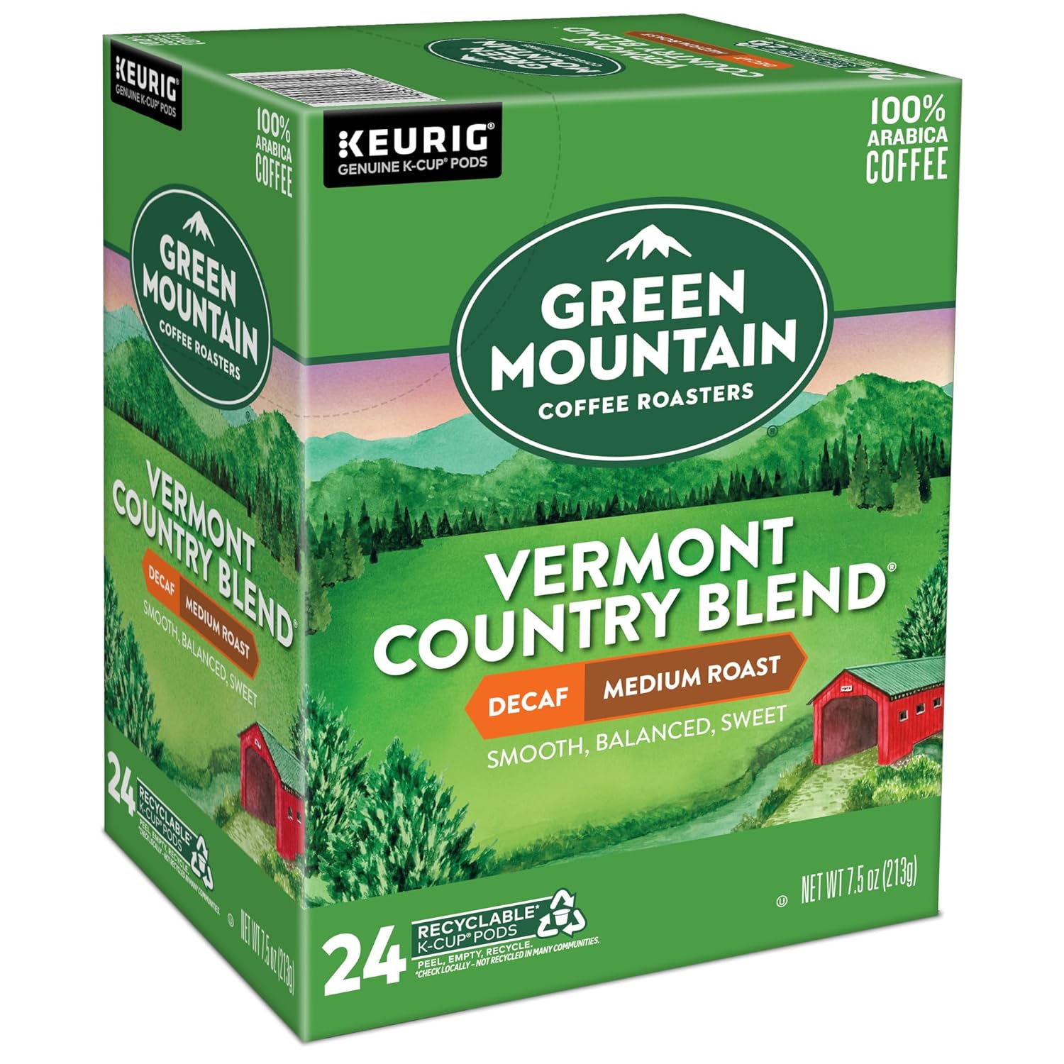 Green Mountain Coffee Roasters Half Caff Keurig Single-Serve K-Cup pods, Medium Roast Coffee, 72 Count (6 Packs of 12)