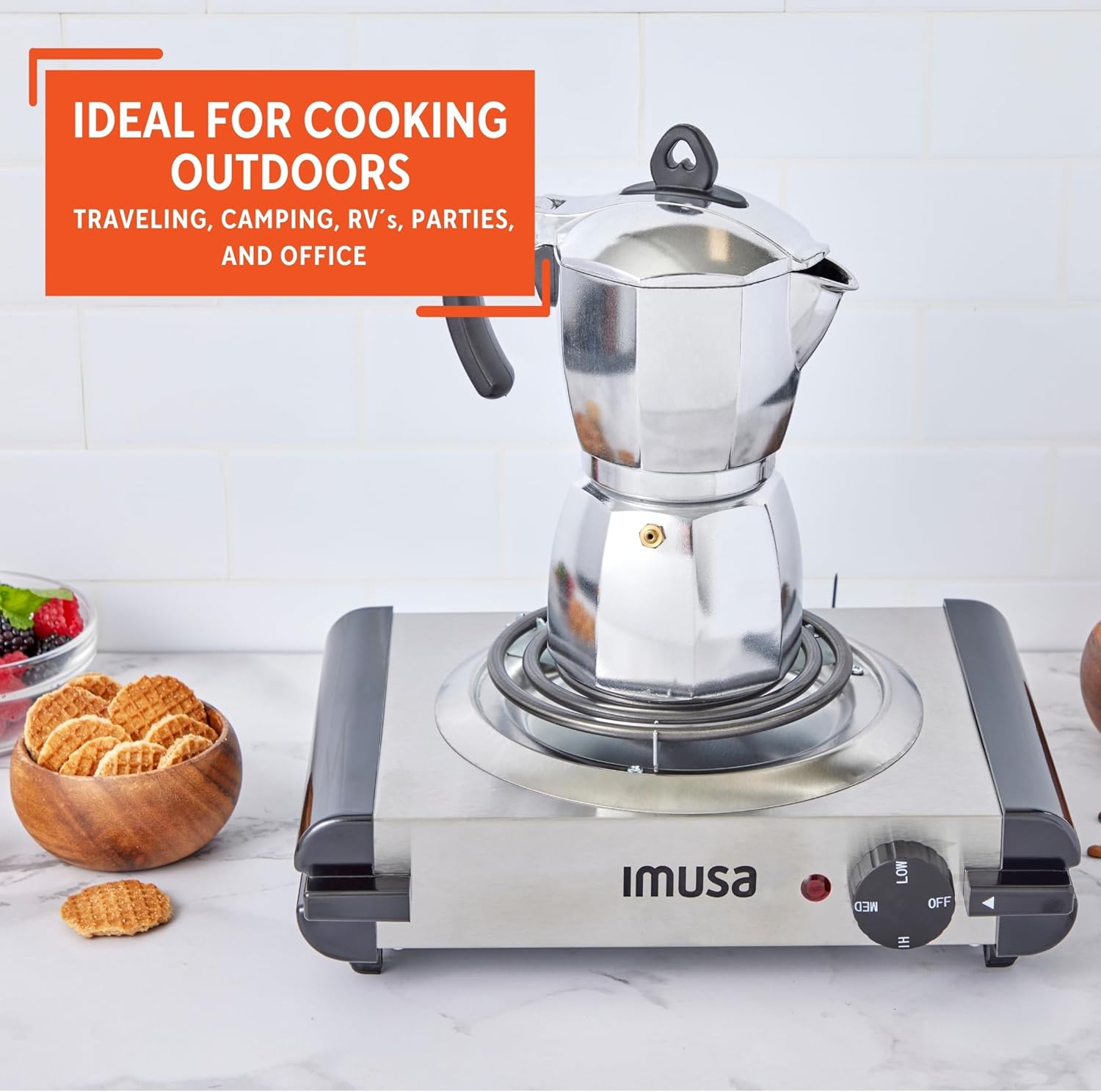 IMUSA USA GAU-80305 Electric Single Burner 1100-Watts, Black