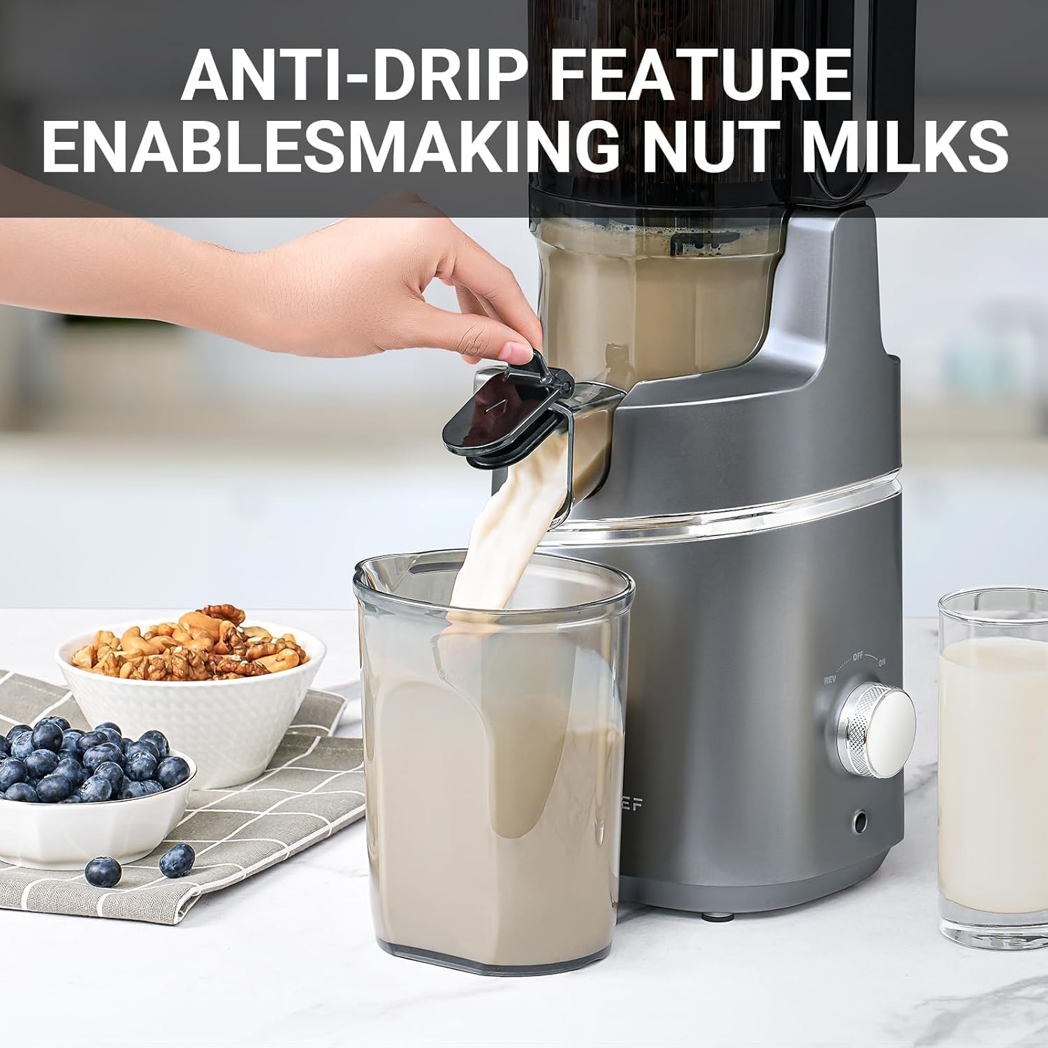 Juicer Machines, AMZCHEF 5.3-Inch Self-Feeding Masticating Juicer Fit Whole Fruits & Vegetables, Cold Press Electric Juicer Machines with High Juice Yield, Easy Cleaning, BPA Free, 250W, Black