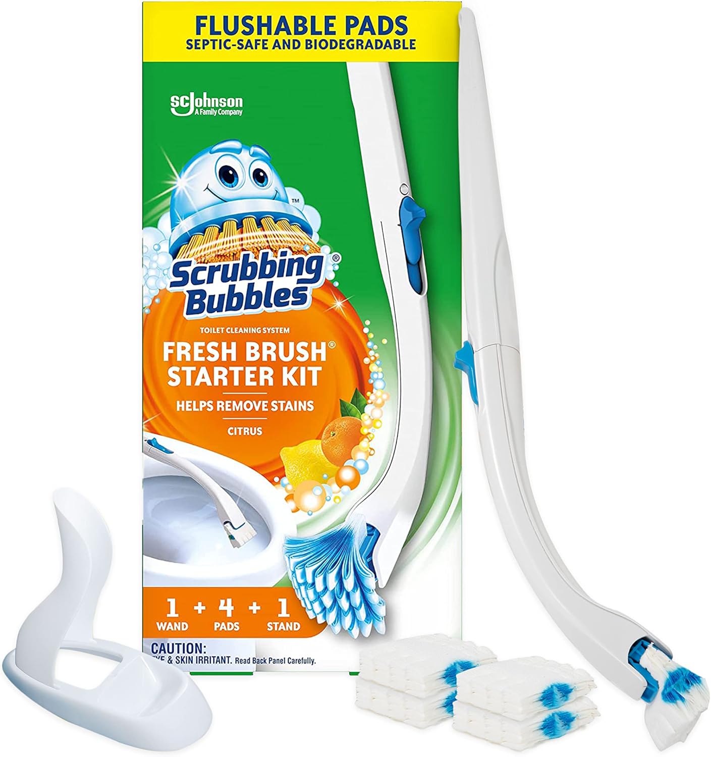 Scrubbing Bubbles Flushable Toilet Wand Refills, Fresh Brush Toilet Cleaner Refill Pads, Cleans Limescale & Fights Odors, Citrus Scent, 20 Count, Pack of 1