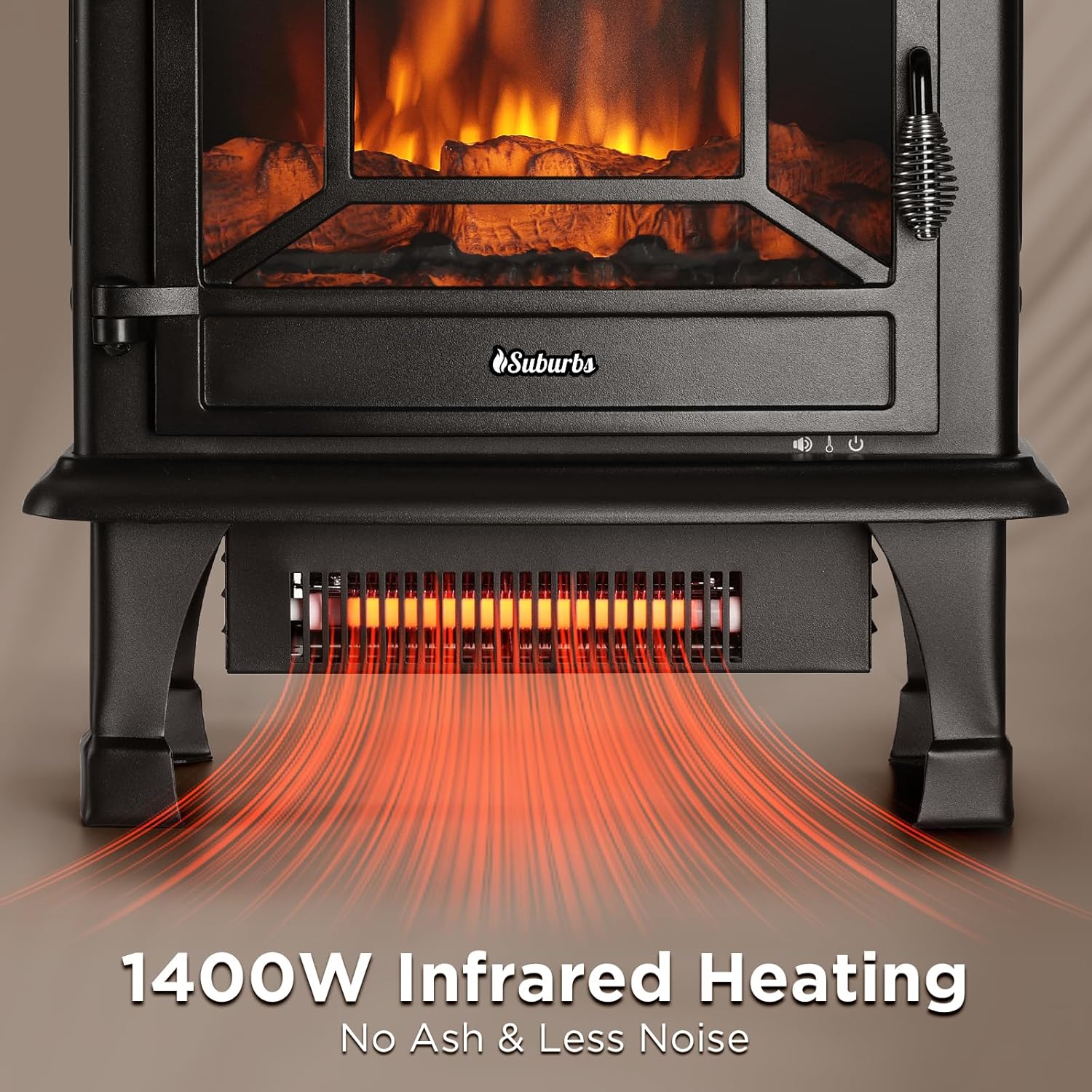 TURBRO Suburbs TS17 Compact Electric Fireplace Stove, 18” Freestanding Stove Heater with Realistic Flame - CSA Certified - Overheating Safety Protection - for Small Spaces - 1400W