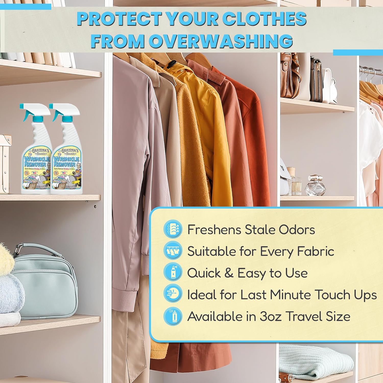 Grandma's Secret Spot Remover Laundry Spray - Chlorine, Bleach and Toxin-Free Fabric Stain Remover for Clothes - Removes Oil, Paint, Blood and Pet Stains - 16 Oz, 2 Pack