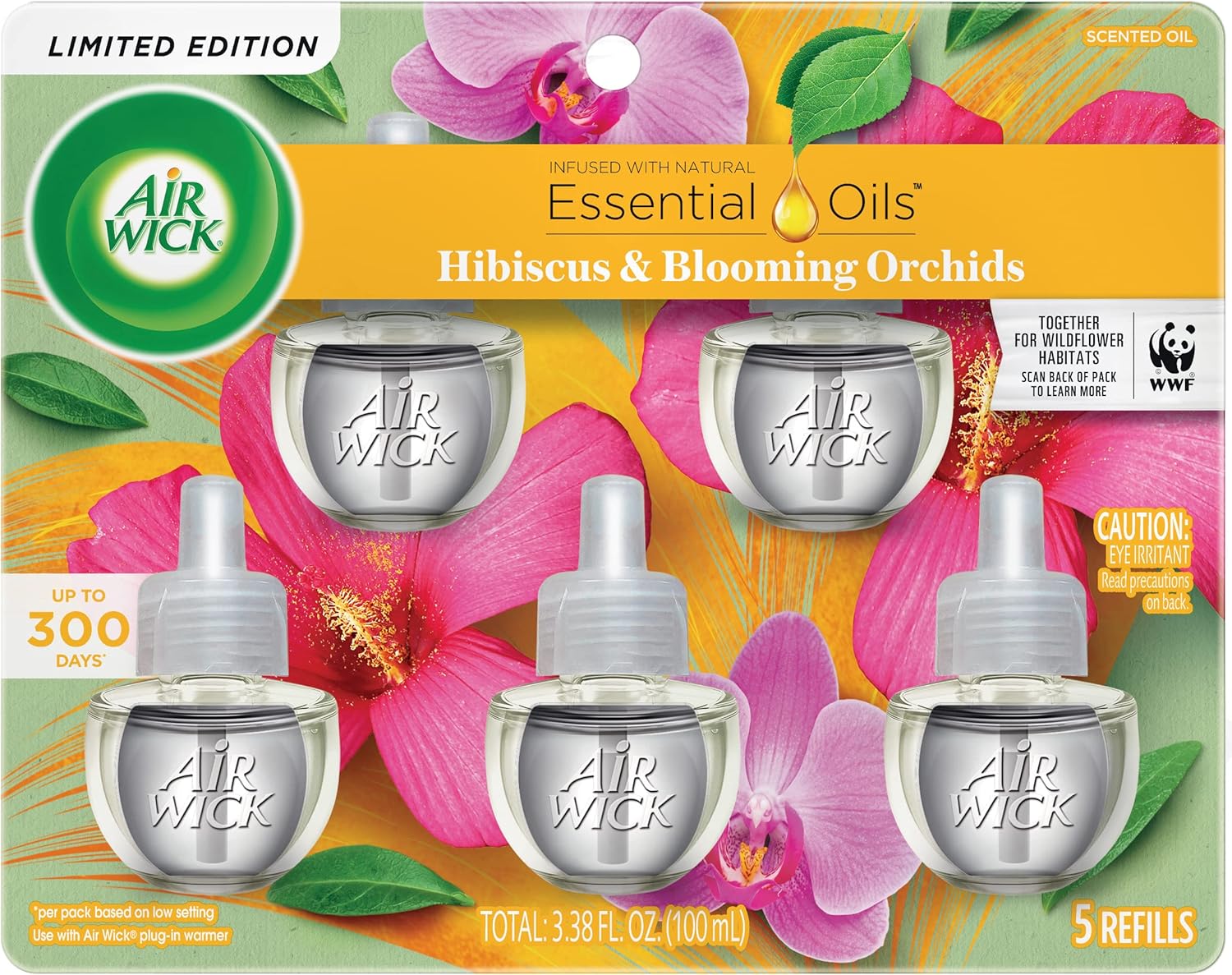 Air Wick Plug in Scented Oil Refill, 5 ct, Fresh Watermelon & Berries, Air Freshener, Essential Oils, Spring Collection