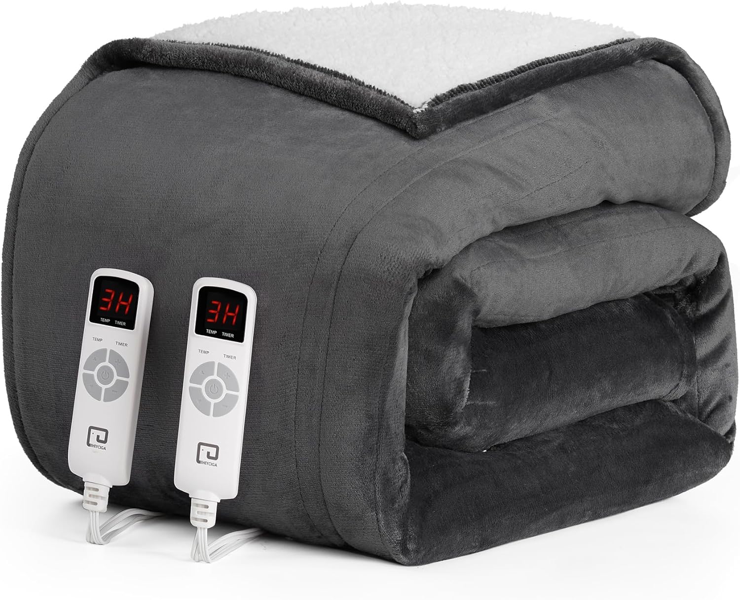 EHEYCIGA Heated Blanket Electric Blanket Throw - Heating Blanket with 9 Heating Levels & 10 Hours Auto Off, Soft Cozy Sherpa Washable Blanket with Fast Heating, 50 x 60 Inches