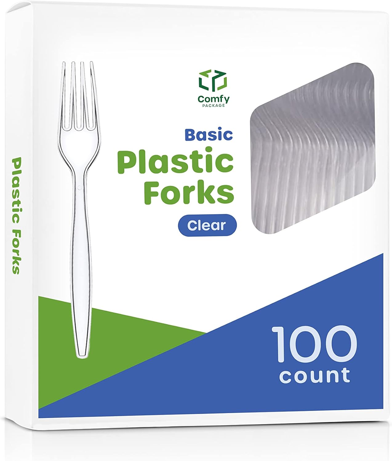 Comfy Package [100 Pack Heavy Duty Disposable Clear Plastic Knives - Basic Cutlery for Parties, Events, and Everyday Use
