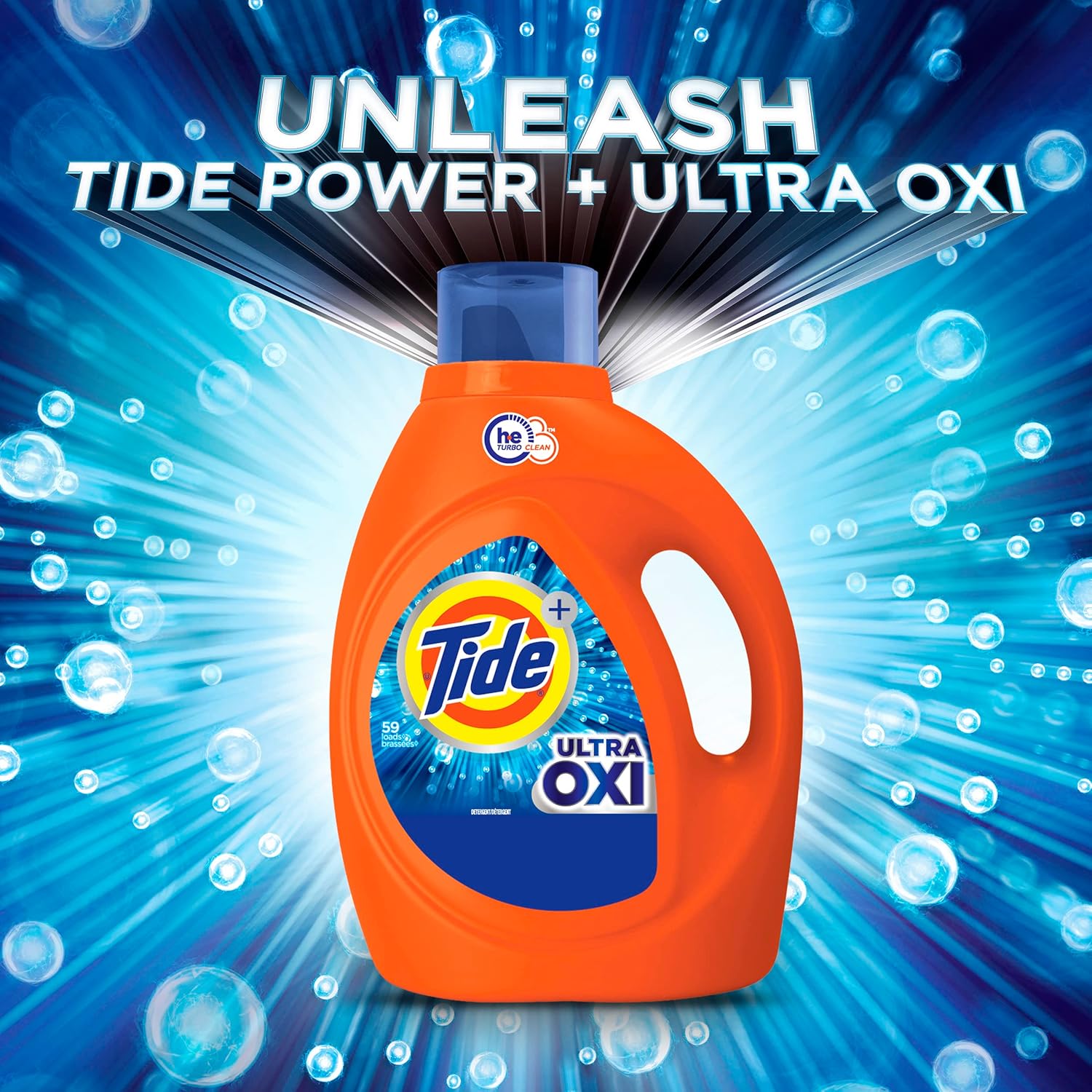 Tide Ultra Oxi Liquid Laundry Detergent Soap, HE Compatible, 94 Loads, 132 fl oz