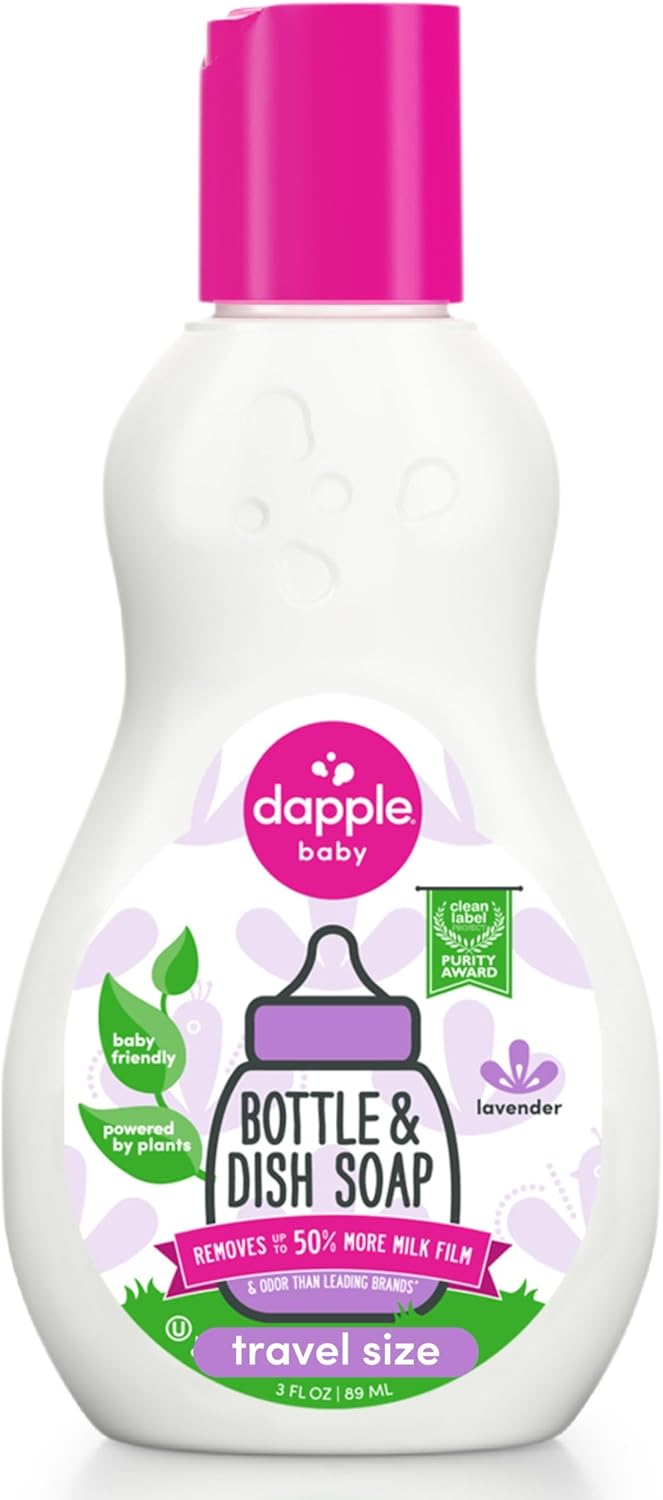 Dapple Baby Bottle Soap, Hypoallergenic Dish Soap for Baby Bottles, Powered by Plants, 1 Pump Included, Packaging May Vary, Fragrance Free, 16.9 Fl Oz (Pack of 3)