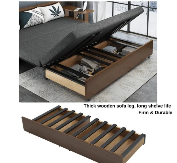 Foldable Multifunctional Wood Sofa Bed With Storage