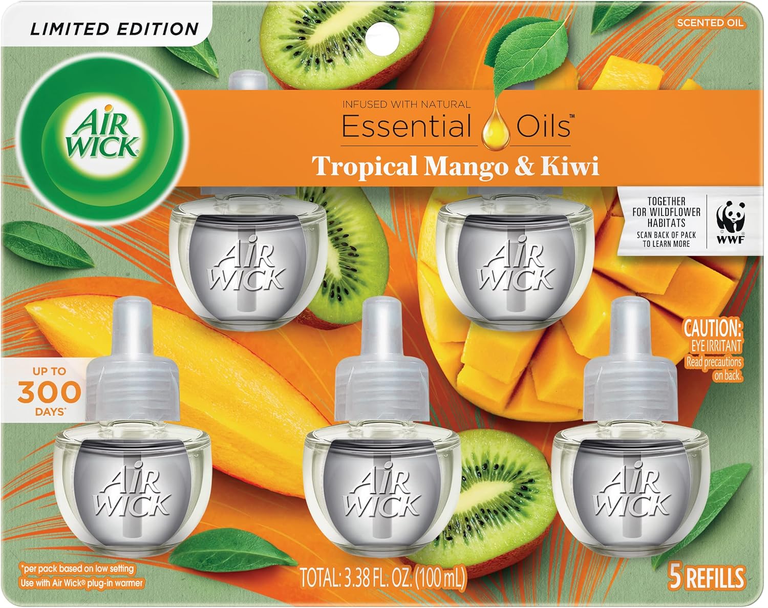 Air Wick Plug in Scented Oil Refill, 5 ct, Fresh Watermelon & Berries, Air Freshener, Essential Oils, Spring Collection