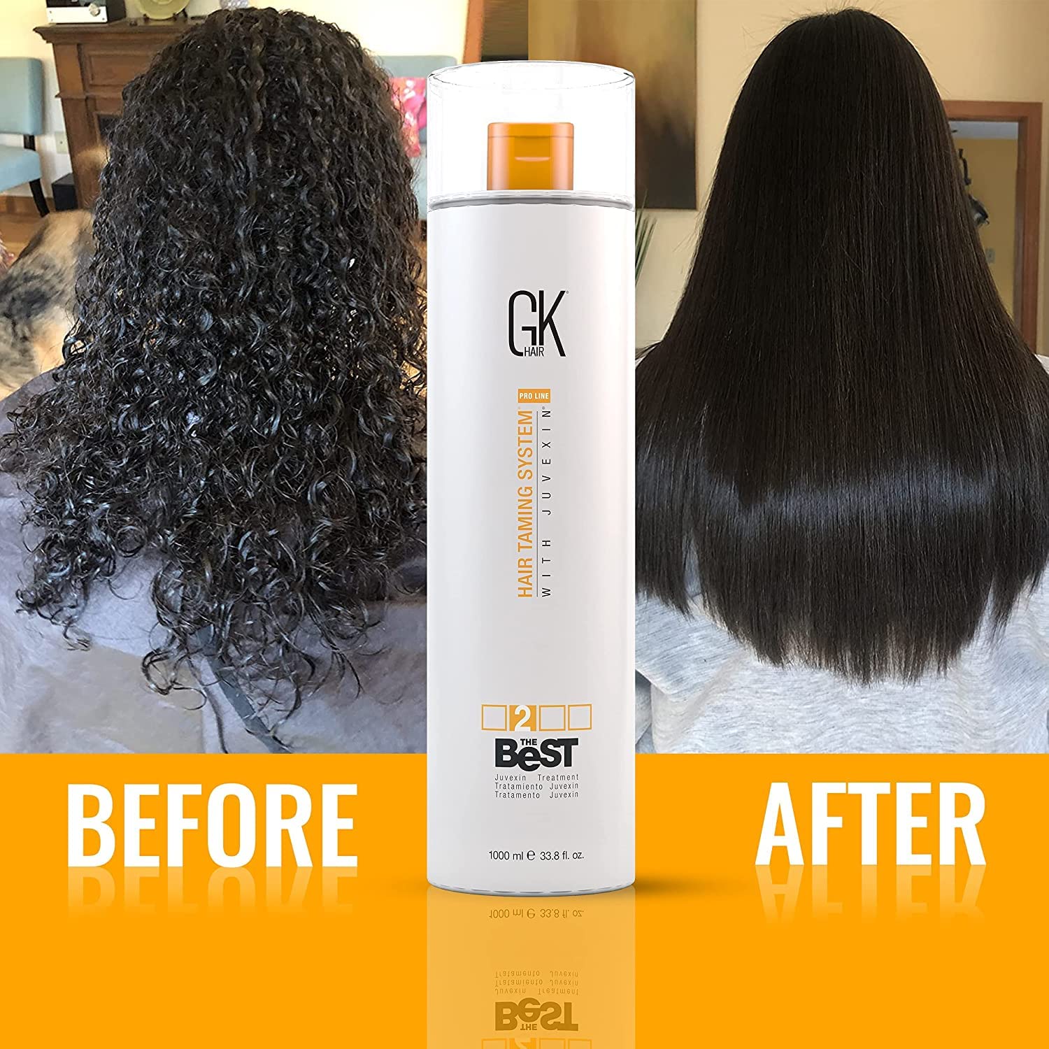 GK HAIR Global Keratin The Best (3.4 Fl Oz/100ml) Smoothing Keratin Hair Treatment - Professional Brazilian Complex Blowout Straightening For Silky Smooth & Frizz Free Hair