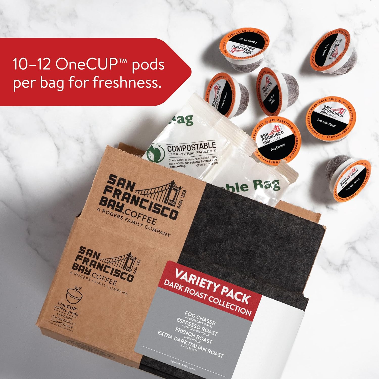 San Francisco Bay Compostable Coffee Pods - French Roast (80 Ct) K Cup Compatible including Keurig 2.0, Dark Roast
