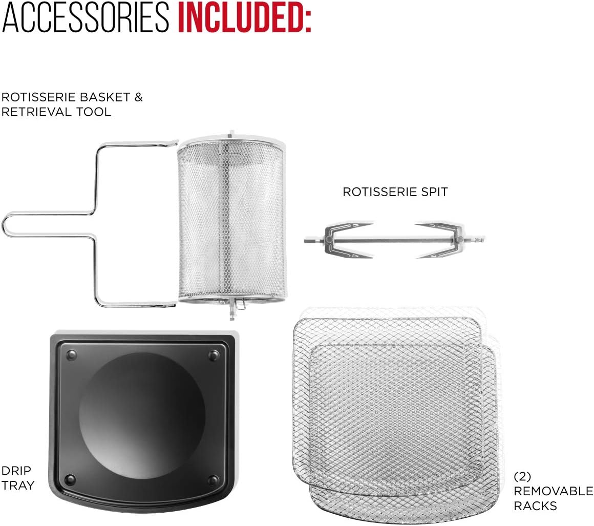 CHEFMAN Multifunctional Digital Air Fryer+ Rotisserie, Dehydrator, Convection Oven, 17 Touch Screen Presets Fry, Roast, Dehydrate, Bake, XL 10L Family Size, Auto Shutoff, Large Easy-View Window, Black