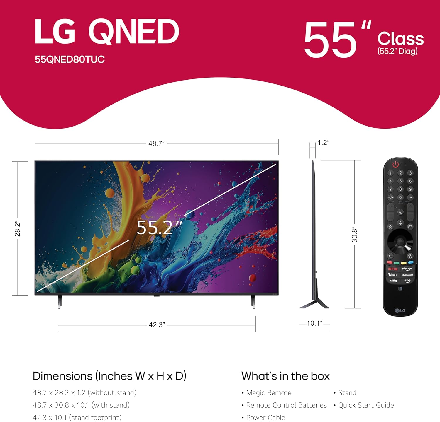 LG 86-Inch Class QNED80T Series LED Smart TV 4K Processor Flat Screen with Magic Remote AI-Powered with Alexa Built-in (86QNED80TUC, 2024)