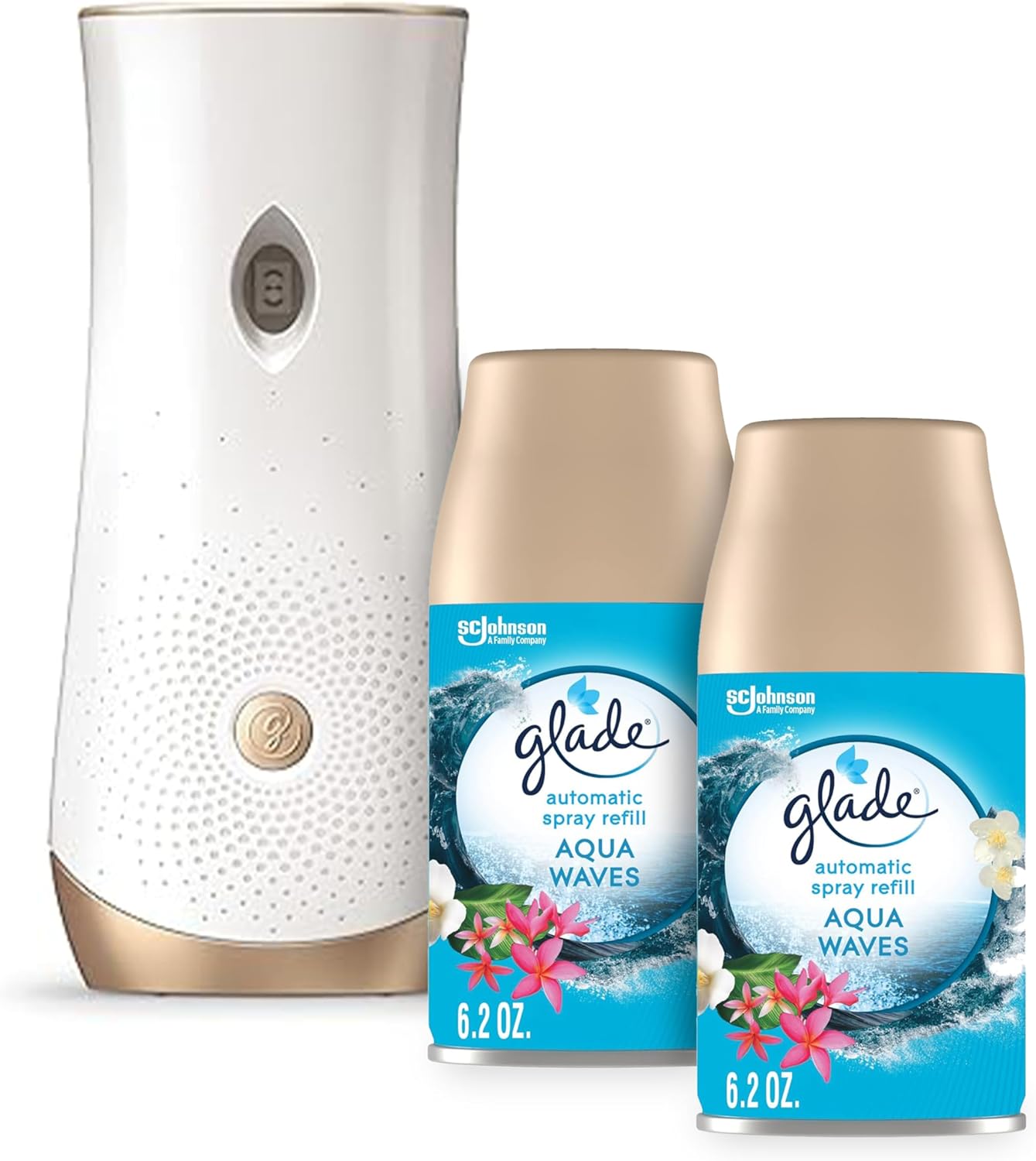 Glade Automatic Spray Refill and Holder Kit, Air Freshener for Home and Bathroom, Clean Linen, 6.2 Oz, 2 Count