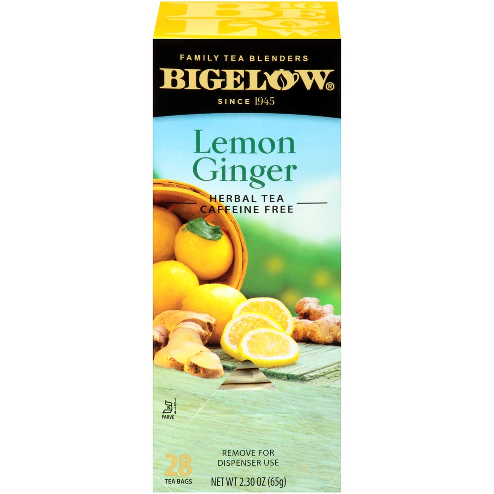 Bigelow Tea Lemon Ginger plus Probiotics Herbal Tea, Caffeine Free Tea with Lemon and Ginger, 18 Count Box (Pack of 6), 108 Total Tea Bags