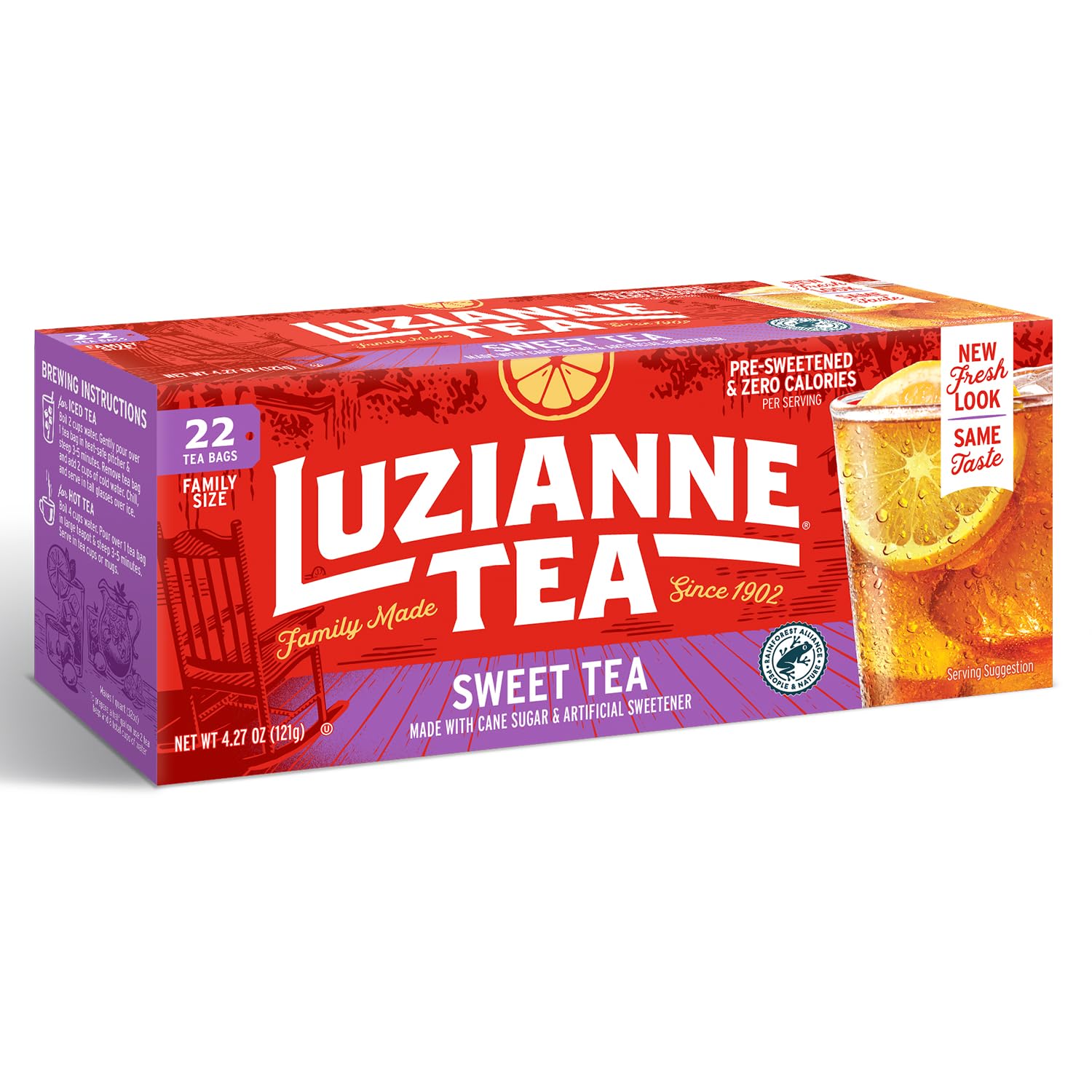Luzianne Unsweetened Iced Tea Bags, Gallon Size, 24ct Box (Pack of 1)