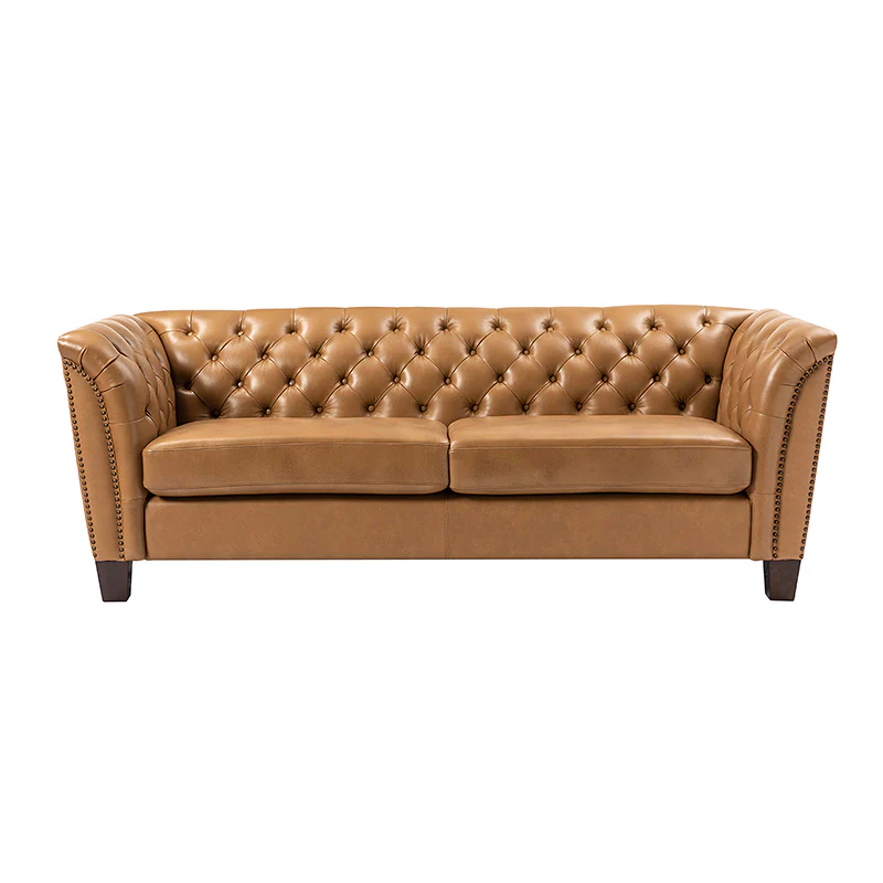 Patricio Tufted Genuine Leather Elegant Design Classic Chesterfield Sofa