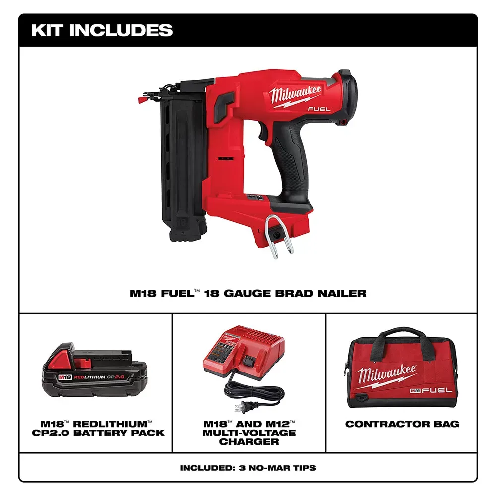 Milwaukee 2746-21Ct M18 FUEL 18V 18 Gauge Brad Nailer Kit